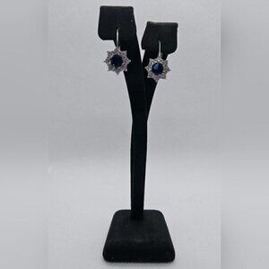 Vintage Sapphire with Simulants Diamonds Cluster